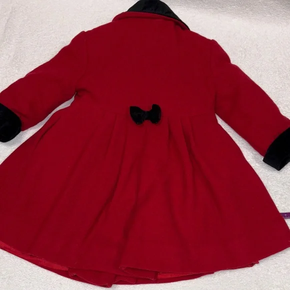 Rothschild Red wool Black velvet girls dress Coat 2t - Picture 8 of 8